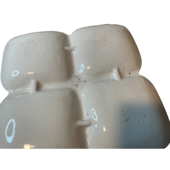 Italian Hand Painted Ceramic Divided Serving Tray Handle Vegetables Vintage - Picture 4 of 4